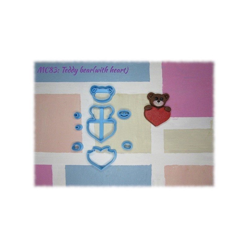 Teddy Bear Multi-Cutter Set (With Heart)